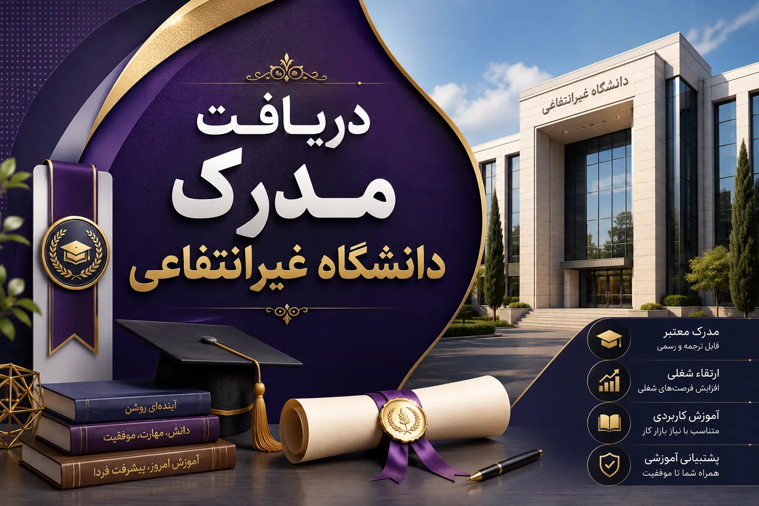 دریافت مدرک دانشگاه غیرانتفاعی و پیگیری فارغ التحصیلی