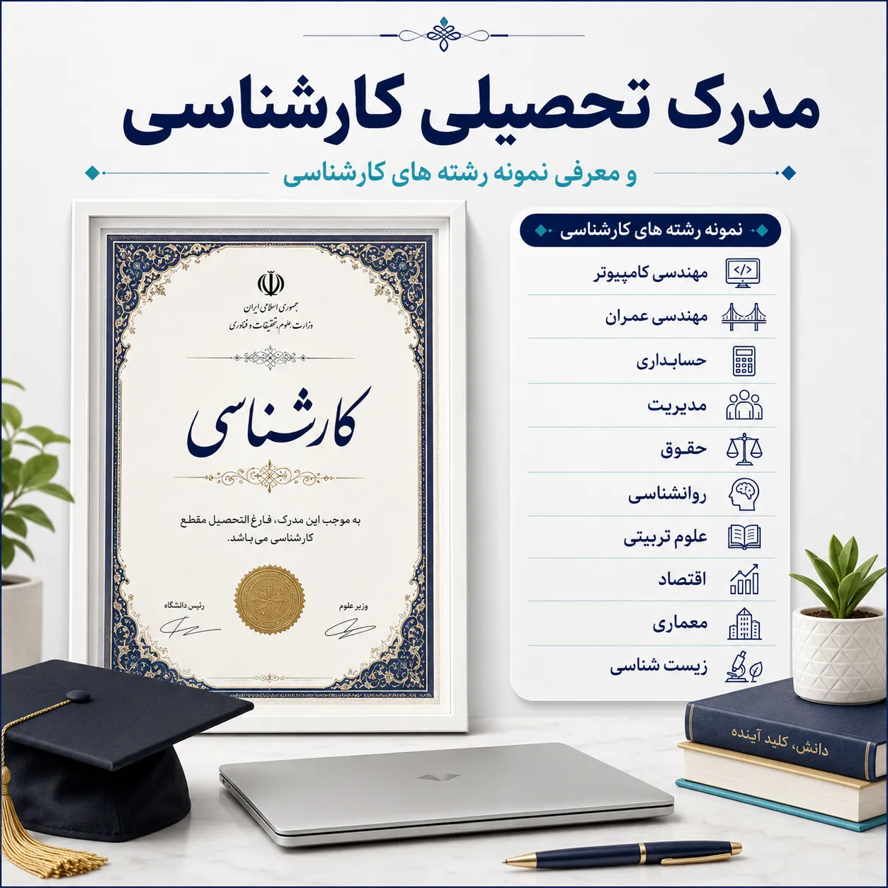 پیگیری فرآیند دریافت مدرک کارشناسی و تکمیل پرونده فارغ التحصیلی