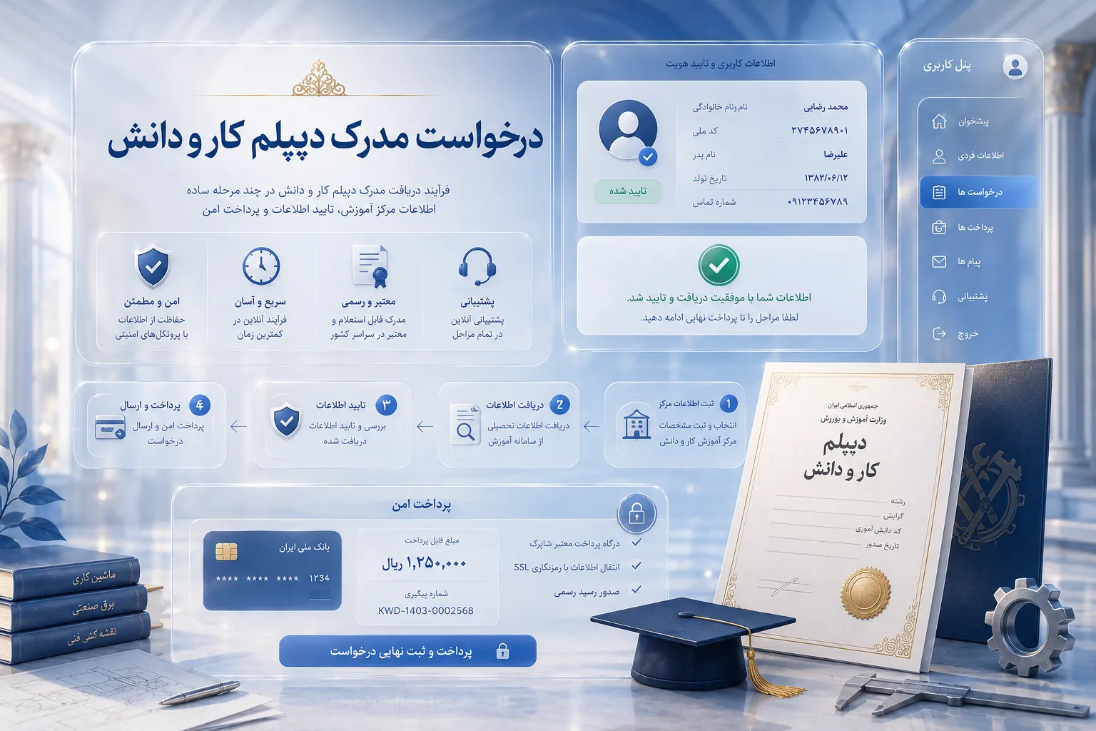 دریافت مدرک دیپلم کارودانش
